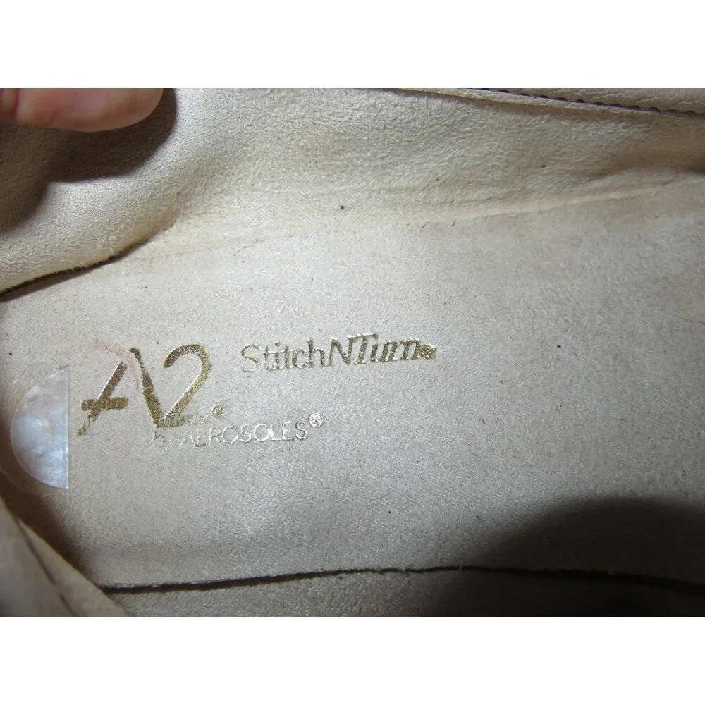 Aerosoles A2 Stich N Turn Technology Vegan Leather Horsebit Ballet Flats size 10